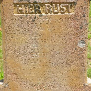 CRONJE Elizabeth Catharina Petronella nee PRINSLOO 1845-1927