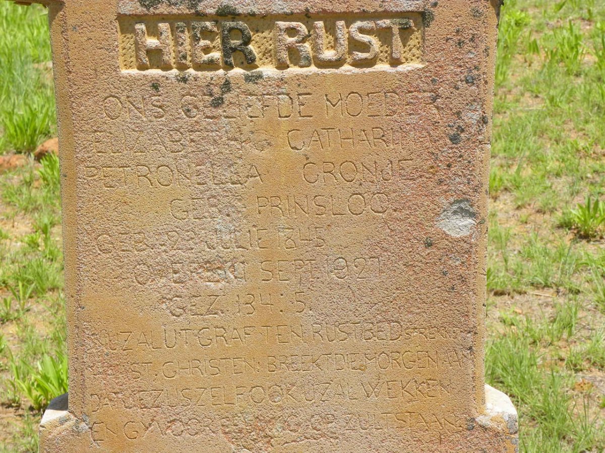 CRONJE Elizabeth Catharina Petronella nee PRINSLOO 1845-1927