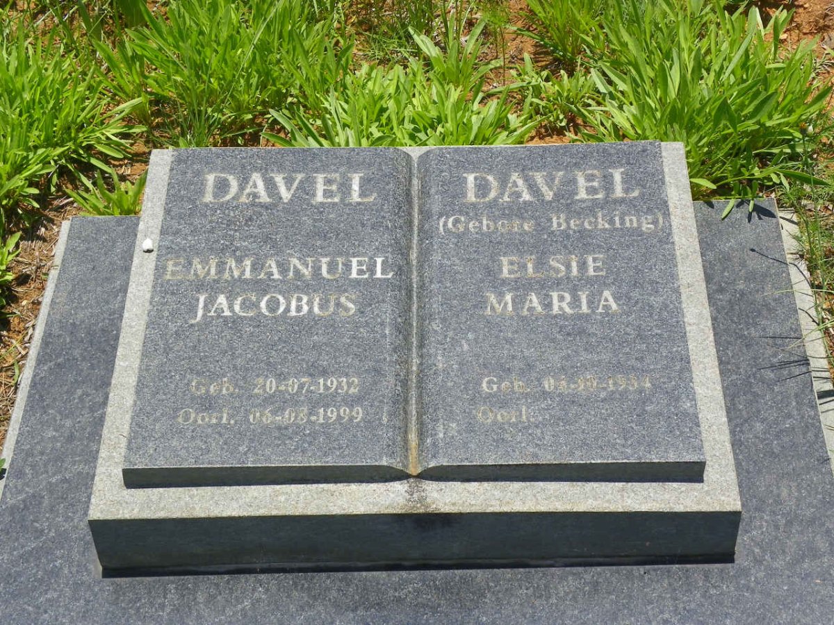 DAVEL Emmanuel Jacobus 1932-1999 &amp; Elsie Maria BECKING 1934-