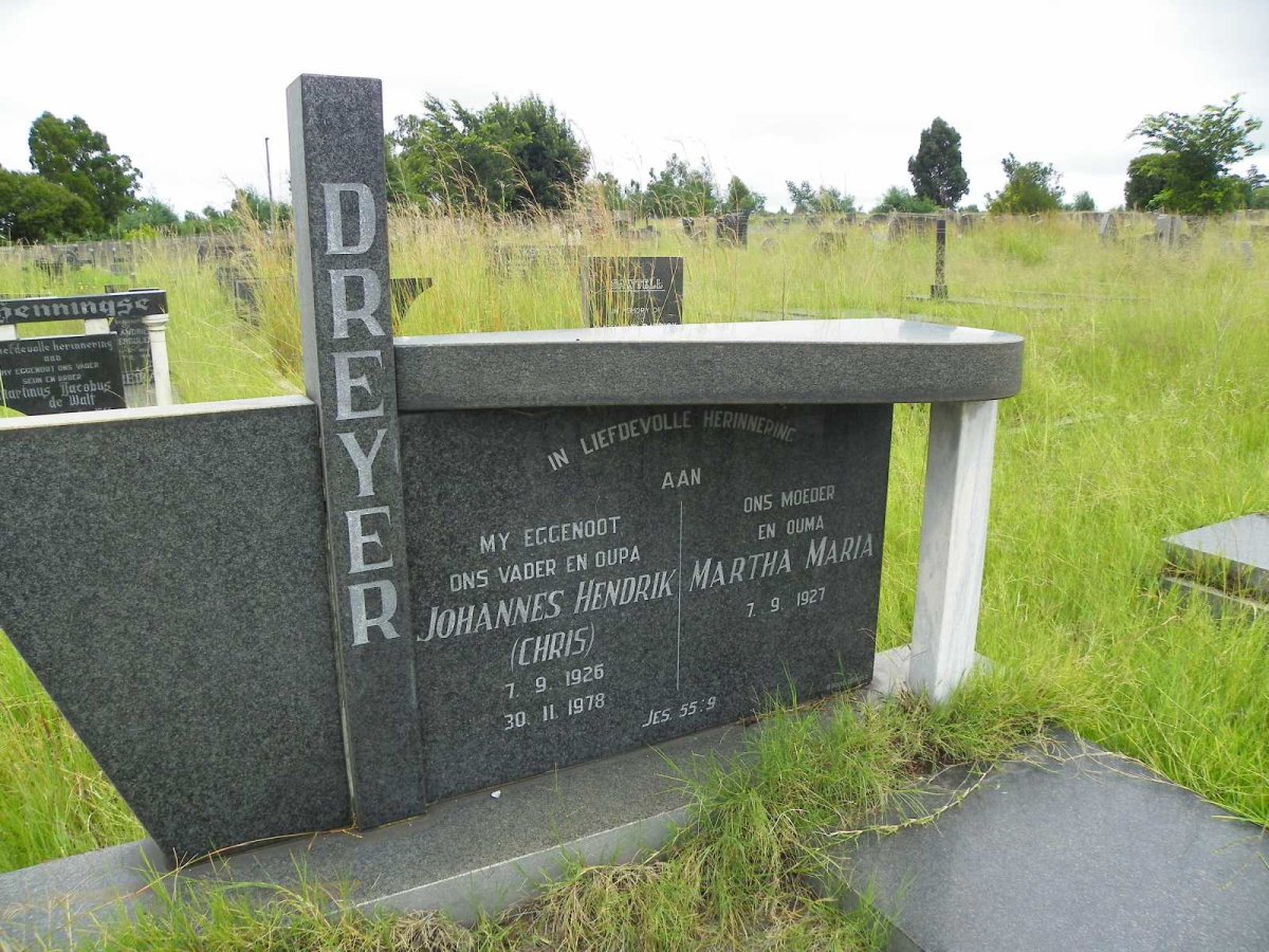DREYER Johannes Hendrik 1926-1978 &amp; Martha Maria 1927-