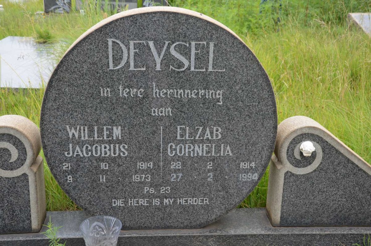 DEYSEL Willem Jacobus 1914-1973 &amp; Elza'b Cornelia 1914-1994