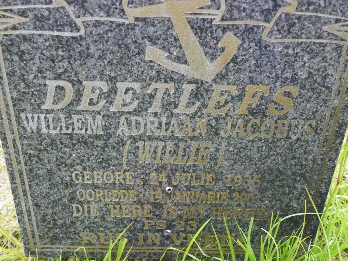 DEETLEFS Willem Adriaan Jacobus 1935-2001