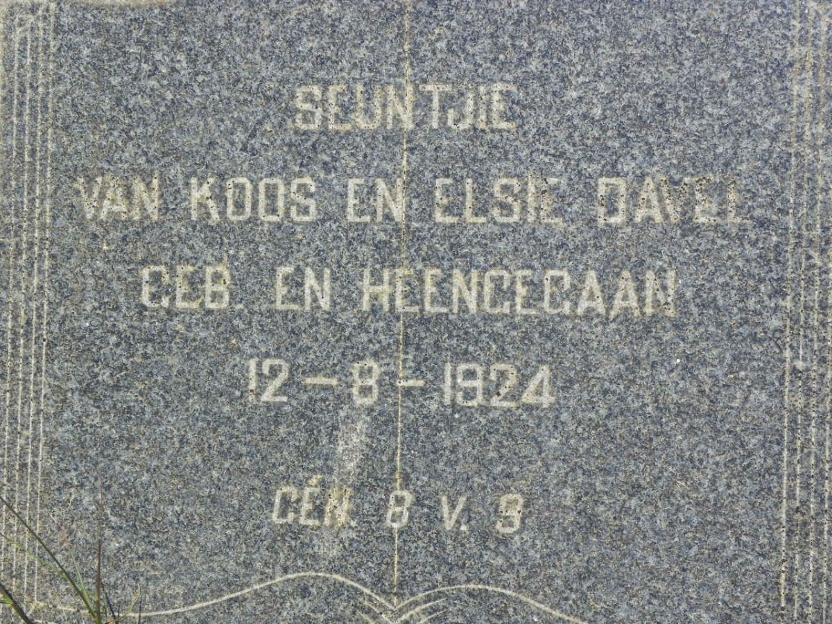 DAVEL Jacobus Stephanus 1894-1957 &amp; Elsie Catherina BALLOT 1893-1958 :: DAVEL 1924-1924