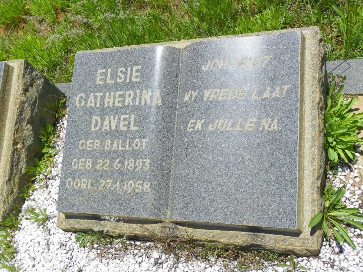 DAVEL Jacobus Stephanus 1894-1957 &amp; Elsie Catherina BALLOT 1893-1958 :: DAVEL 1924-1924