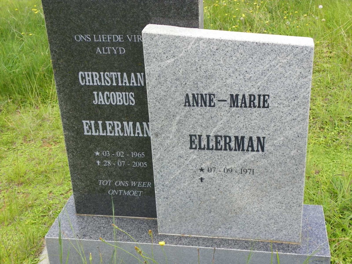 ELLERMAN Christiaan Jacobus 1965-2005 &amp; Anne-Marie 1971-