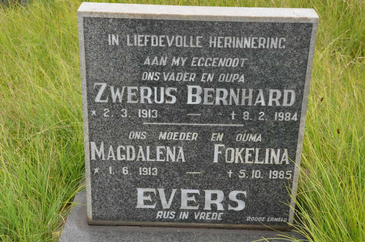 EVERS Zwerus Bernhard 1913-1984 &amp; Magdalena Fokelina 1913-1985