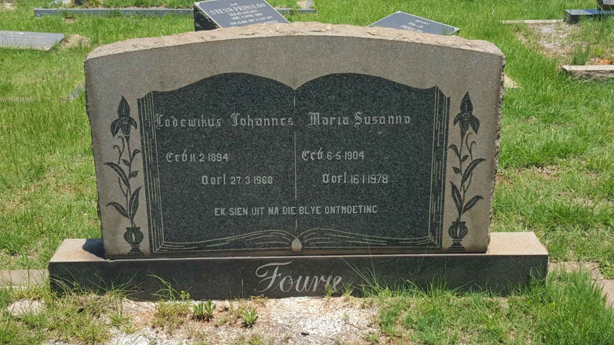 FOURIE Lodewikus Johannes 1894-1968 &amp; Maria Susanna 1904-1978