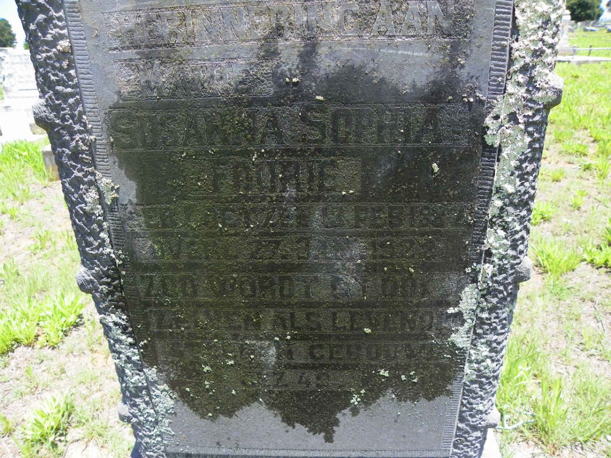 FOURIE Susanna Sophia nee COETZEE 1882-1922