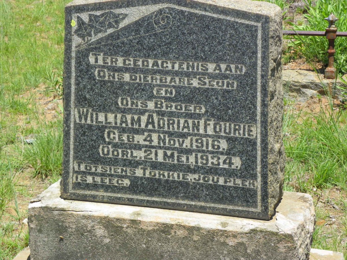 FOURIE Willem Adrian 1916-1934