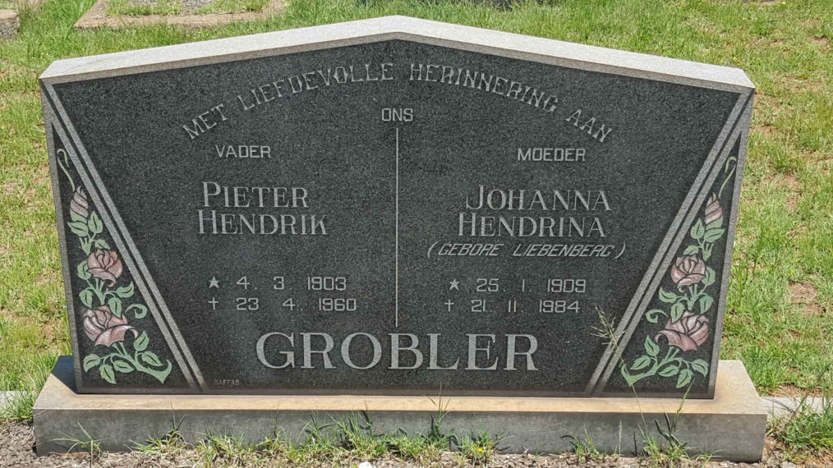 GROBLER Pieter Hendrik 1903-1960 &amp; Johanna Hendrina LIEBENBERG 1909-1984