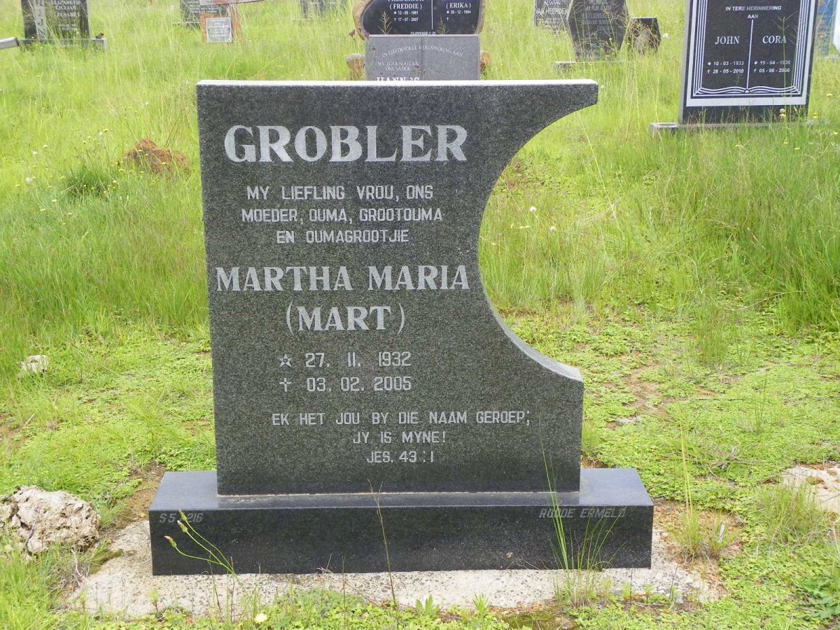 GROBLER Martha Maria 1932-2005