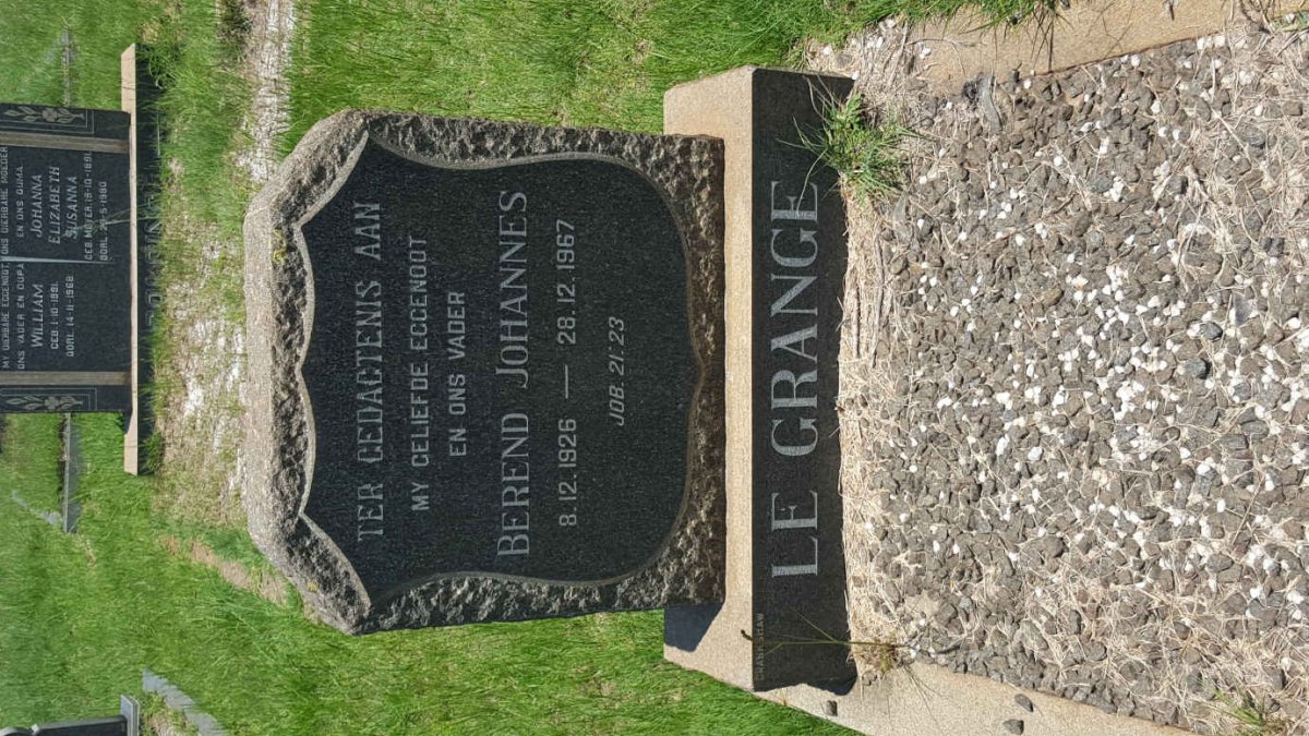 GRANGE Berend Johannes, le 1926-1967