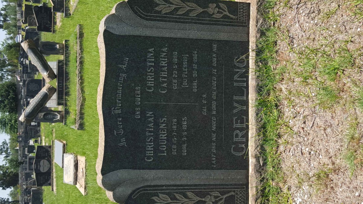 GREYLING Christiaan Lourens 1878-1965 &amp; Christina Catharina DU PLESSIS 1880-1964