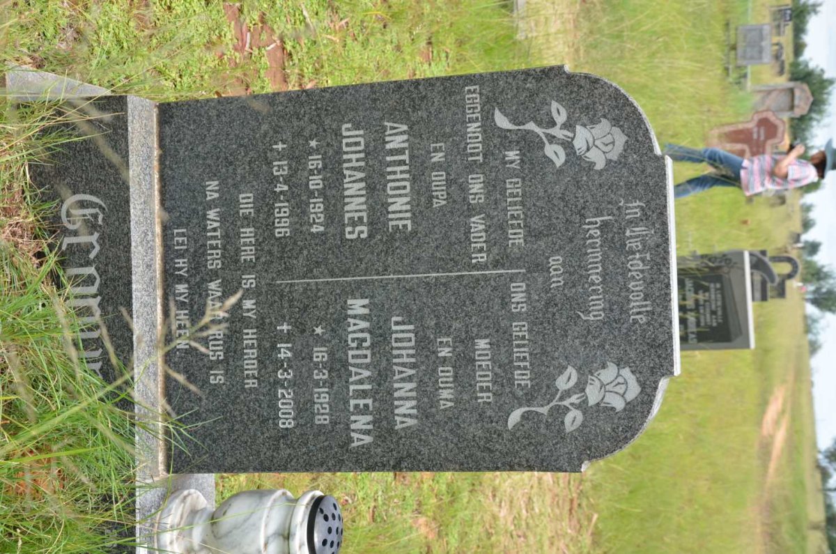 GRONUM Anthonie Johannes 1924-1996 &amp; Johanna Magdalena 1928-2008