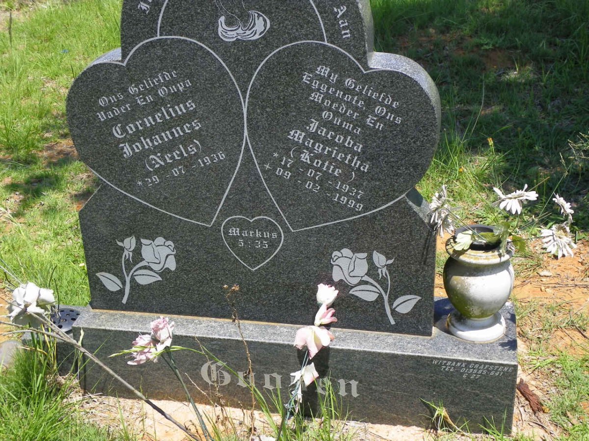 GOOSEN Cornelius Johannes 1936- &amp; Jacoba Magrietha 1937-1999