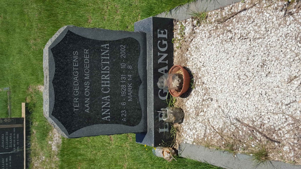 GRANGE Anna Christina, le 1928-2002