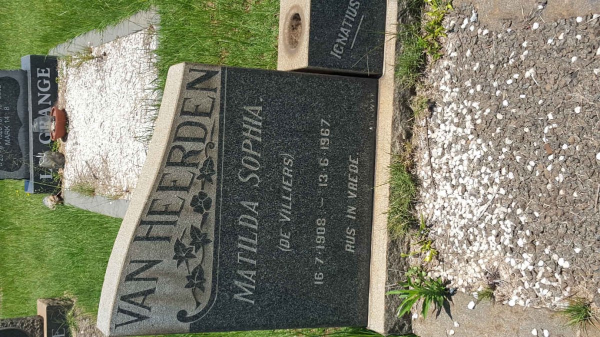 HEERDEN Matilda Sophia, van nee DE VILLIERS 1908-1967