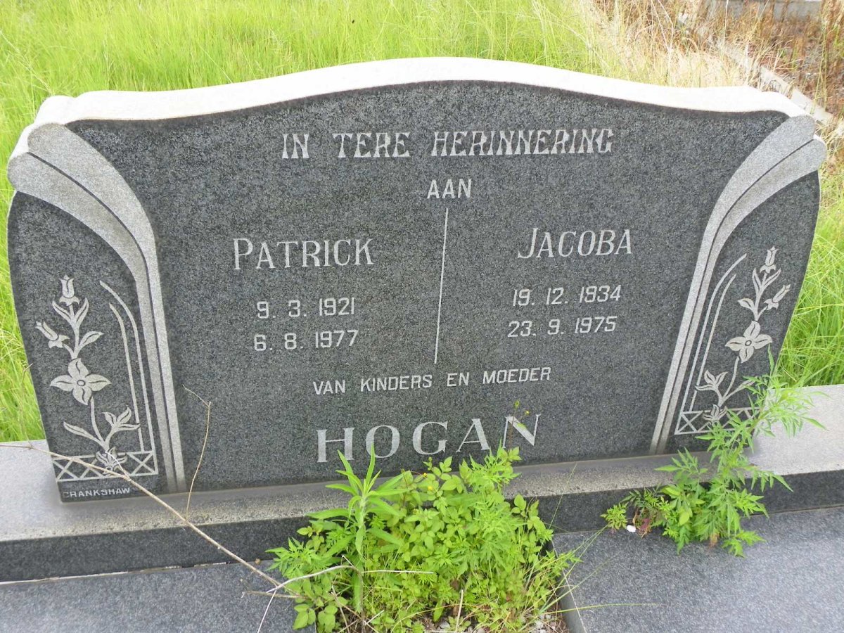 HOGAN Patrick 1921-1977 &amp; Jacoba 1934-1975