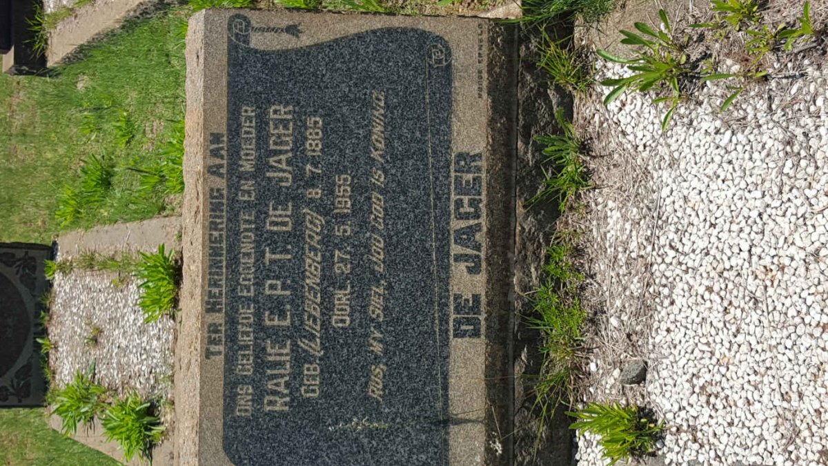 JAGER Ralie E.P.T., de nee LIEBENBERG 18?5-1955