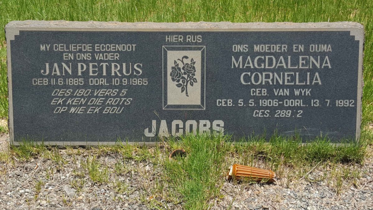 JACOBS Jan Petrus 1885-1965 &amp; Magdalena Cornelia VAN WYK 1906-1992