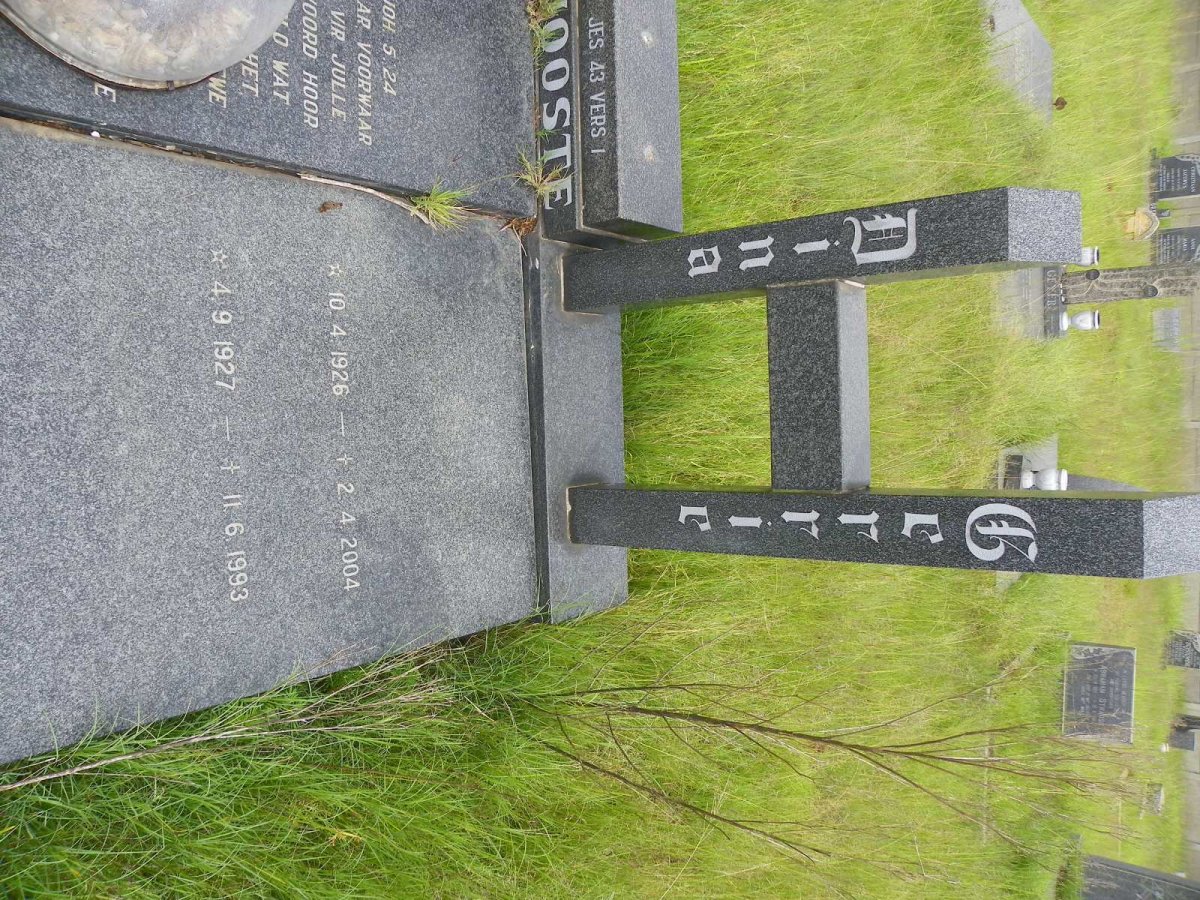 JOOSTE Gerrie 1926-2004 &amp; Dina 1927-1993 :: JOOSTE Johan 1957-1986 &amp; Elma 1961-