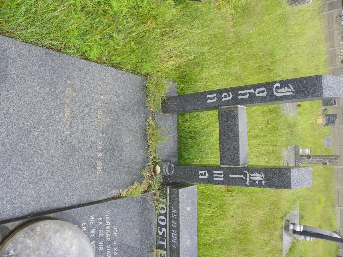 JOOSTE Gerrie 1926-2004 &amp; Dina 1927-1993 :: JOOSTE Johan 1957-1986 &amp; Elma 1961-