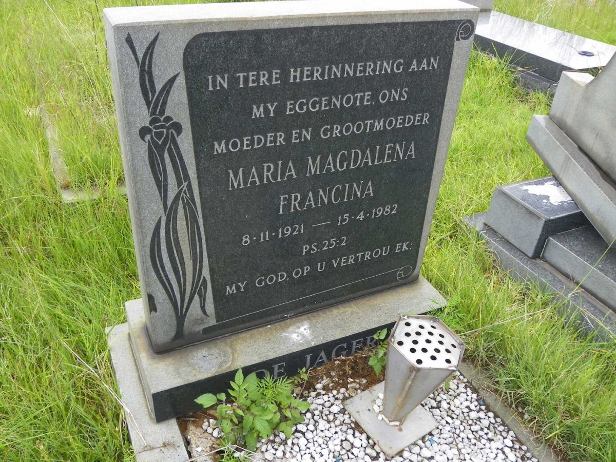 JAGER Maria Magdalena Francina, de 1921-1982