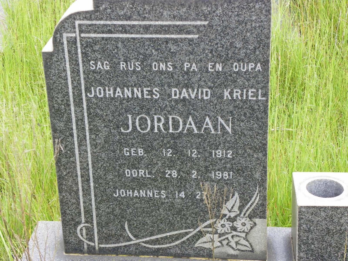 JORDAAN Johannes David Kriel 1912-1981