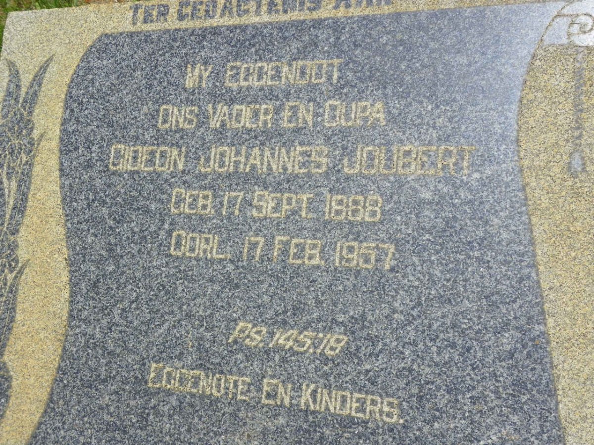 JOUBERT Gideon Johannes 1888-1957