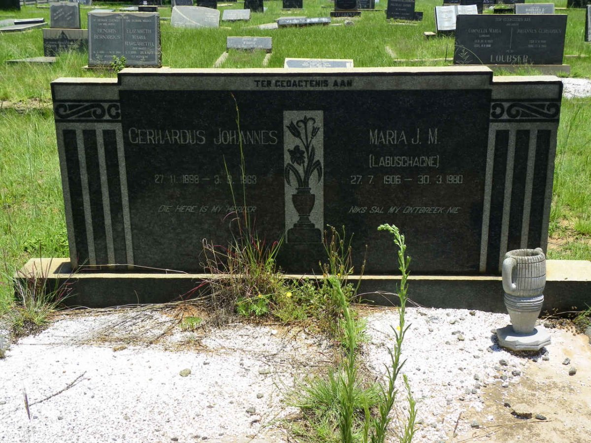 JAGER Gerhardus Johannes, de 1898-1963 &amp; Maria J.M. LABUSCHAGNE 1906-1980