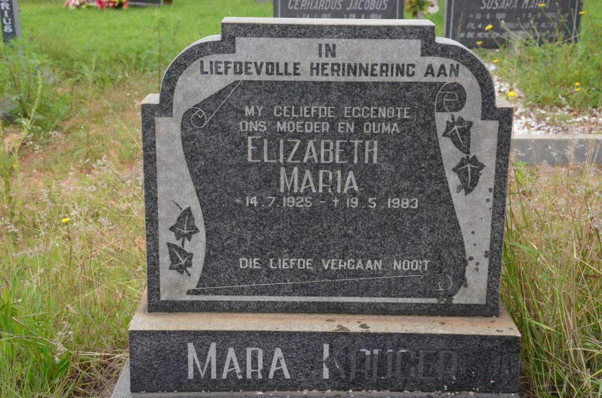 KRUGER Elizabeth Maria 1925-1983