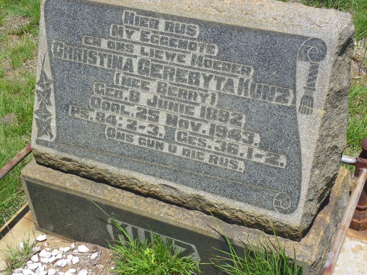 KUNZ Christina Gerebyta nee BERRY 1892-1943