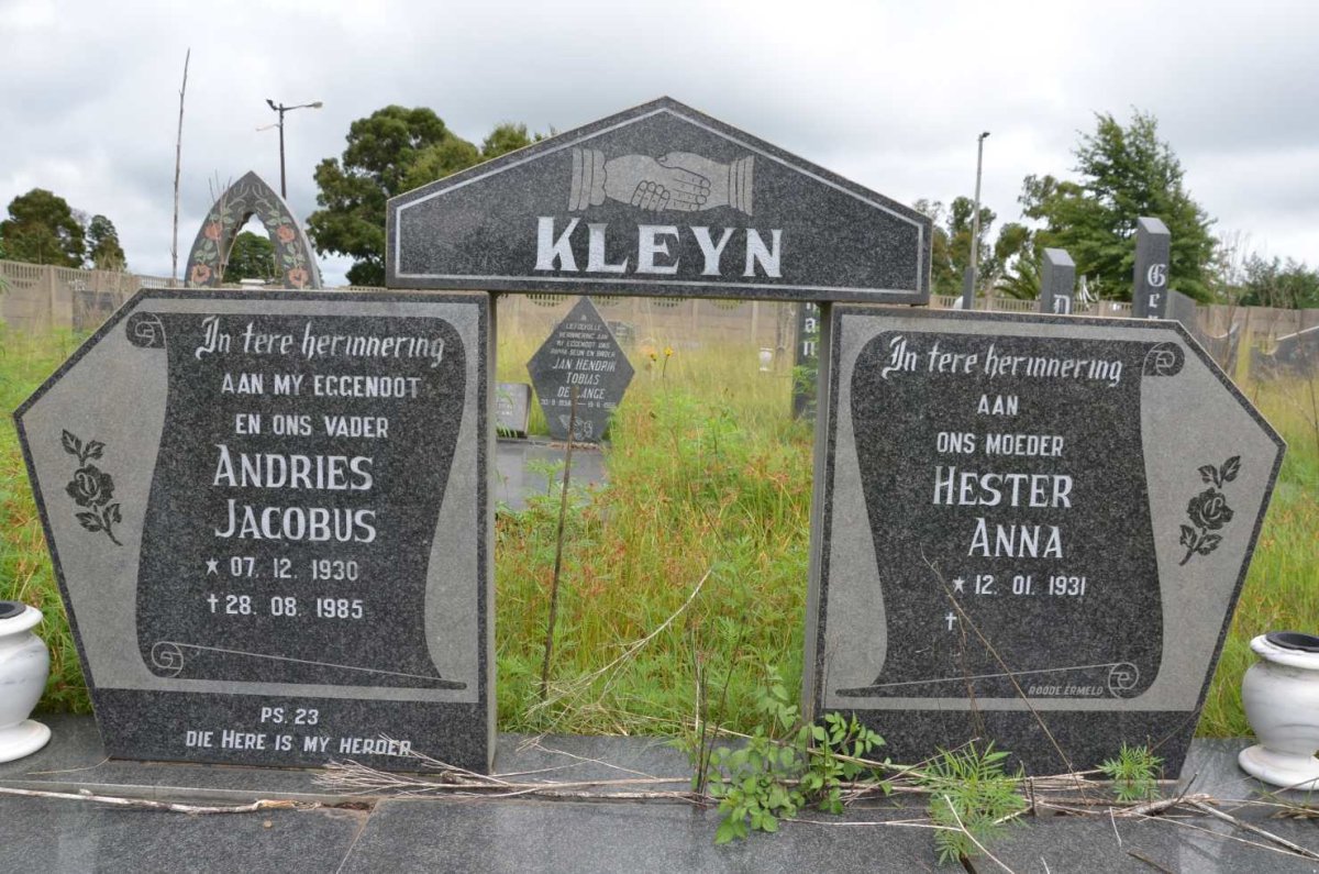 KLEYN Andries Jacobus 1930-1985 &amp; Hester Anna 1931-