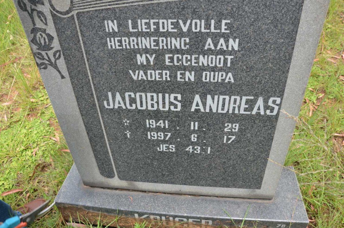 KRUGER Jacobus Andreas 1941-1997