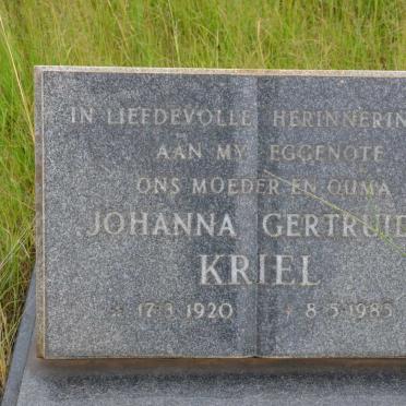KRIEL Johanna Gertruida 1920-1985