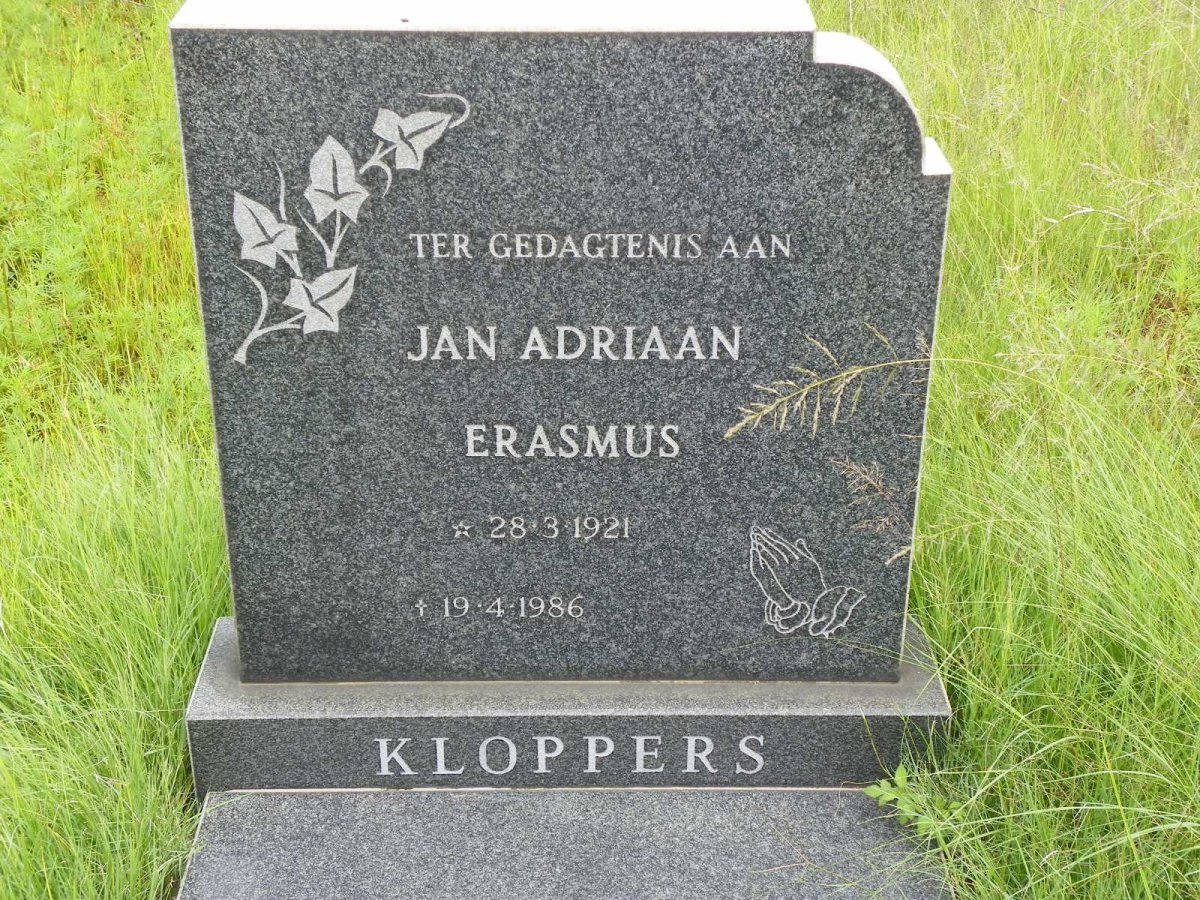 KLOPPERS Jan Adriaan Erasmus 1921-1986