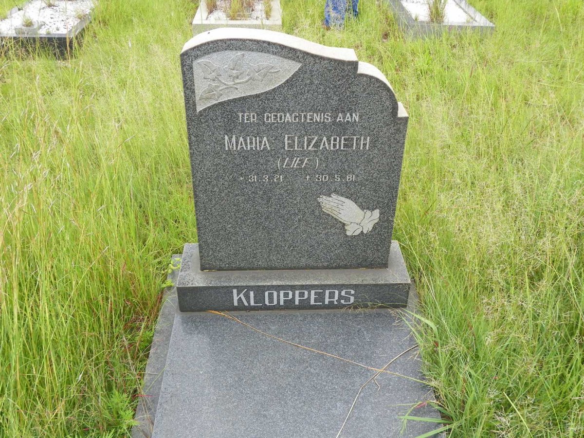 KLOPPERS Maria Elizabeth 1921-1981