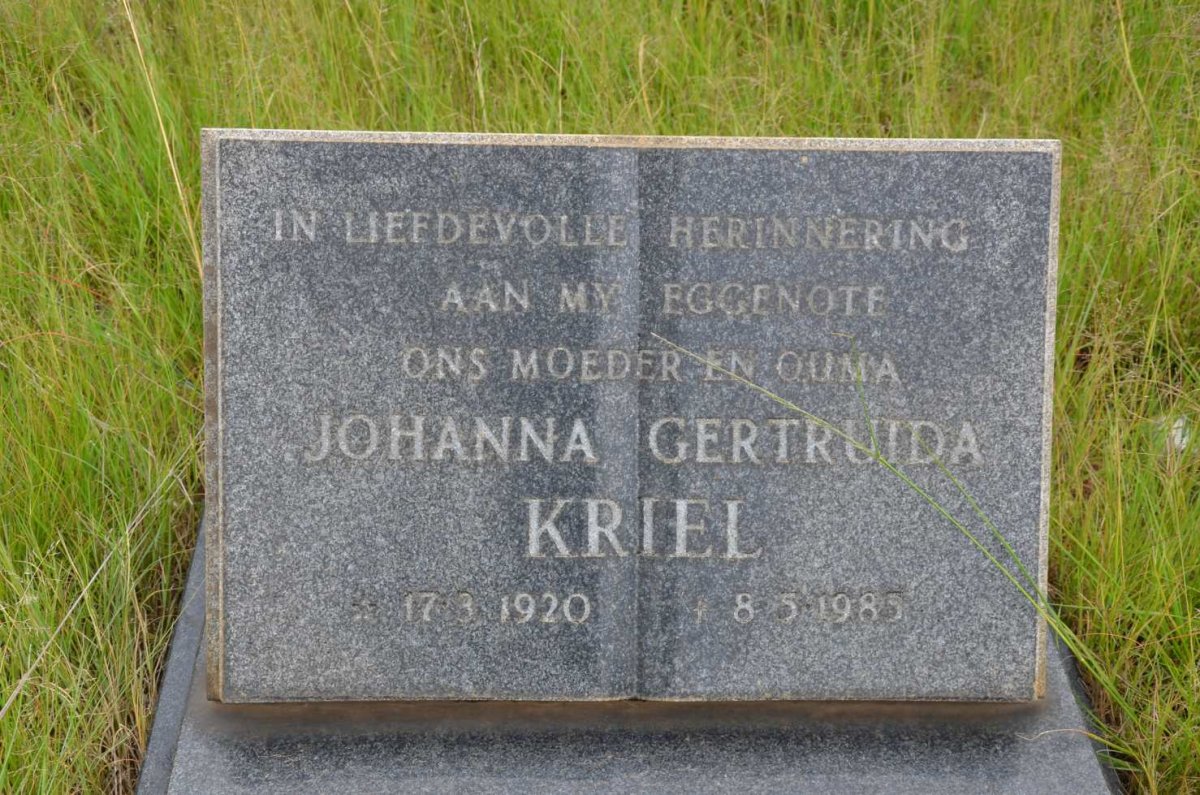 KRIEL Johanna Gertruida 1920-1985