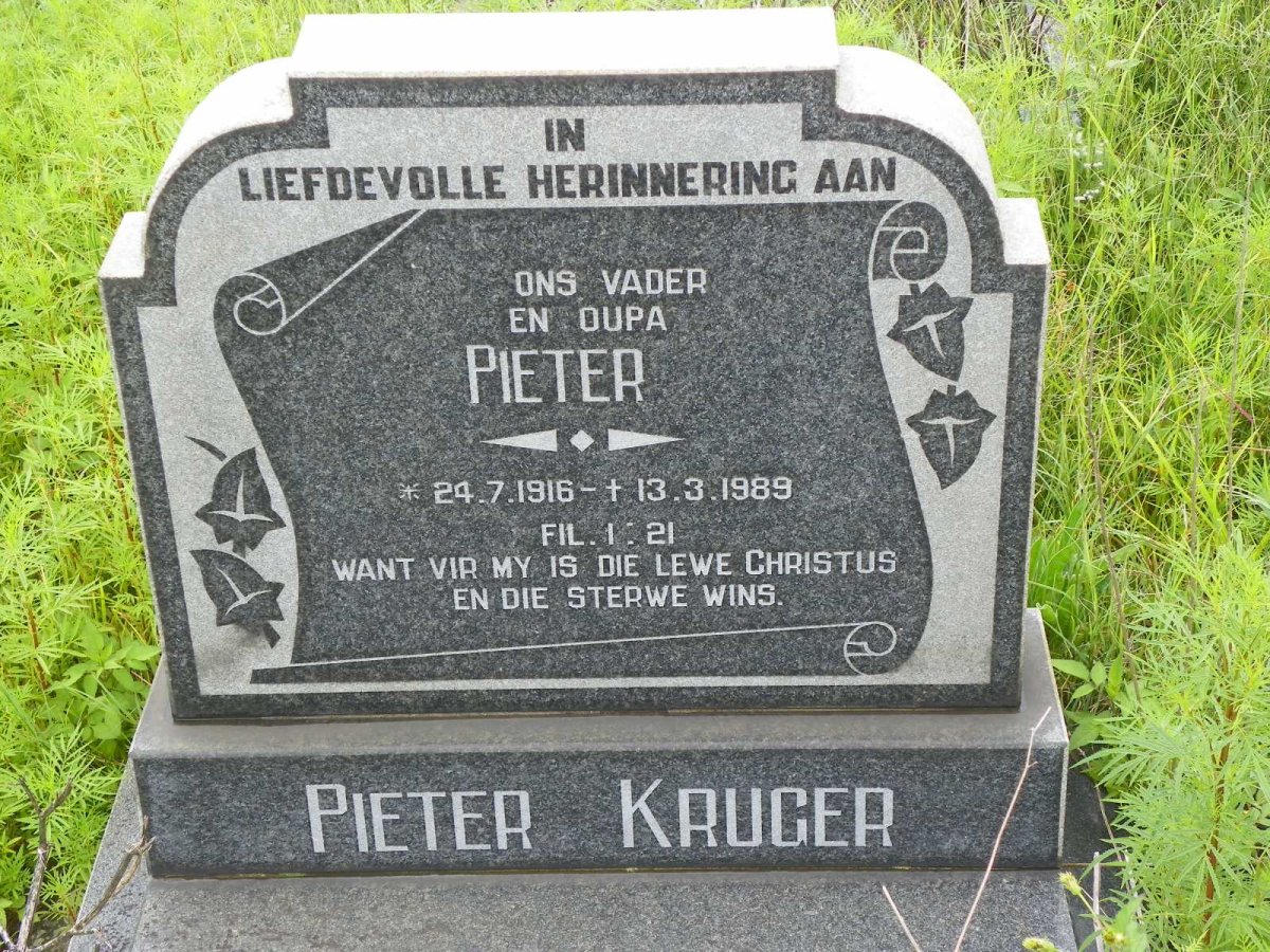 KRUGER Pieter 1916-1989 &amp; Hester Helena Louisa 1916-1982