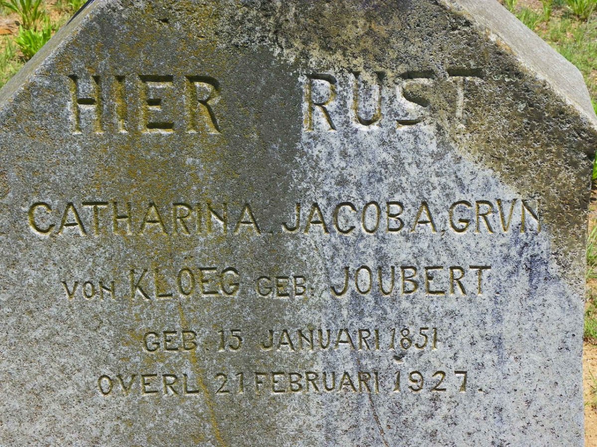 KLOEG Catharina Jacoba Grvn., von nee JOUBERT 1851-1927