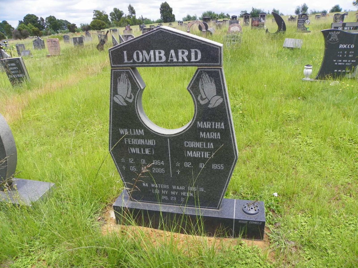 LOMBARD Willem Ferdinand 1954-2005 &amp; Martha Maria Cornelia 1955-