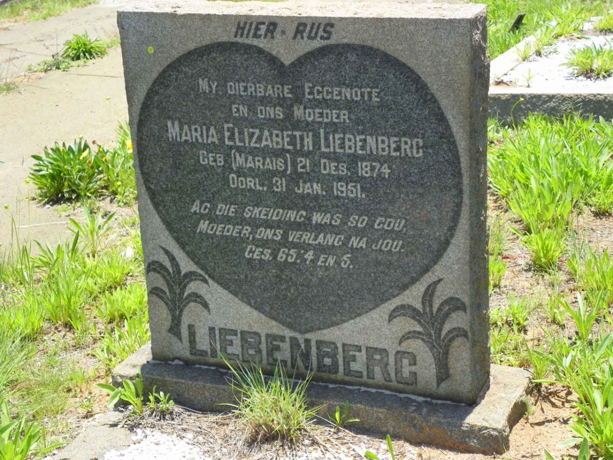 LIEBENBERG Maria Elizabeth nee MARAIS 1874-1951