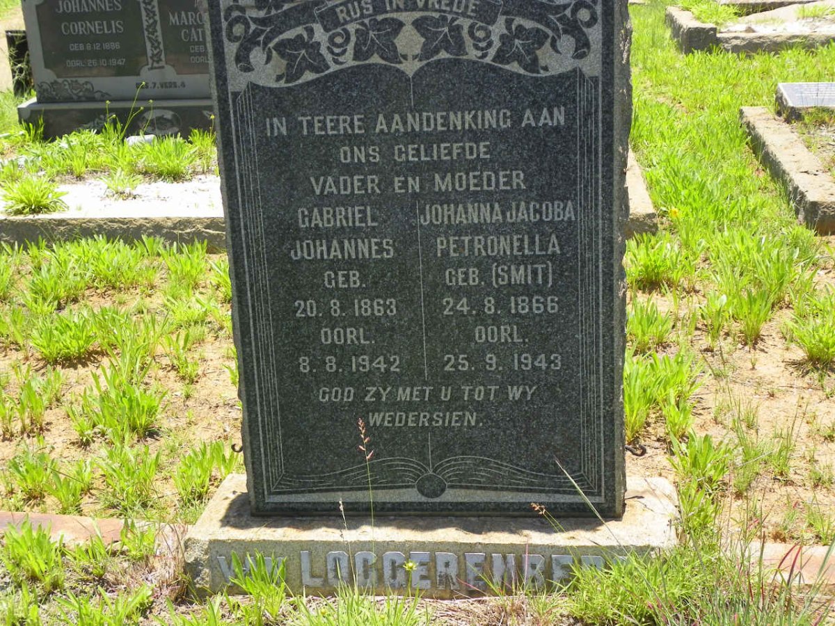LOGGERENBERG Gabriel Johannes, van 1863-1942 &amp; Johanna Jacoba Petronella SMIT 1866-1943