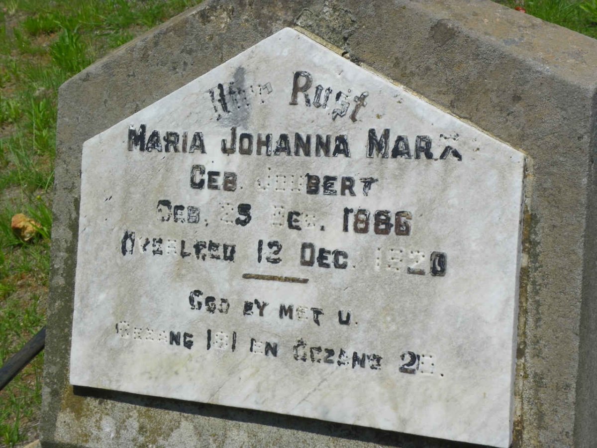 MARX Maria Johanna nee JOUBERT 1886-1920