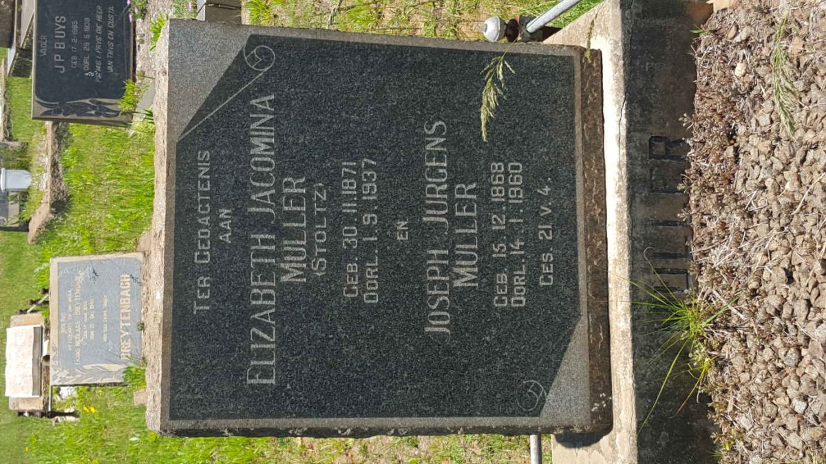 MULLER Joseph Jurgens 1868-1960 &amp; Elizabeth Jacomina STOLTZ 1871-1937