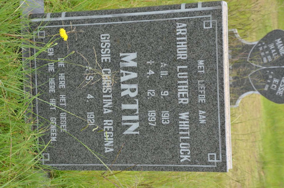 MARTIN Arthur Luther Whitlock 1913-1997 &amp; Gissie Christina Regina 1921-