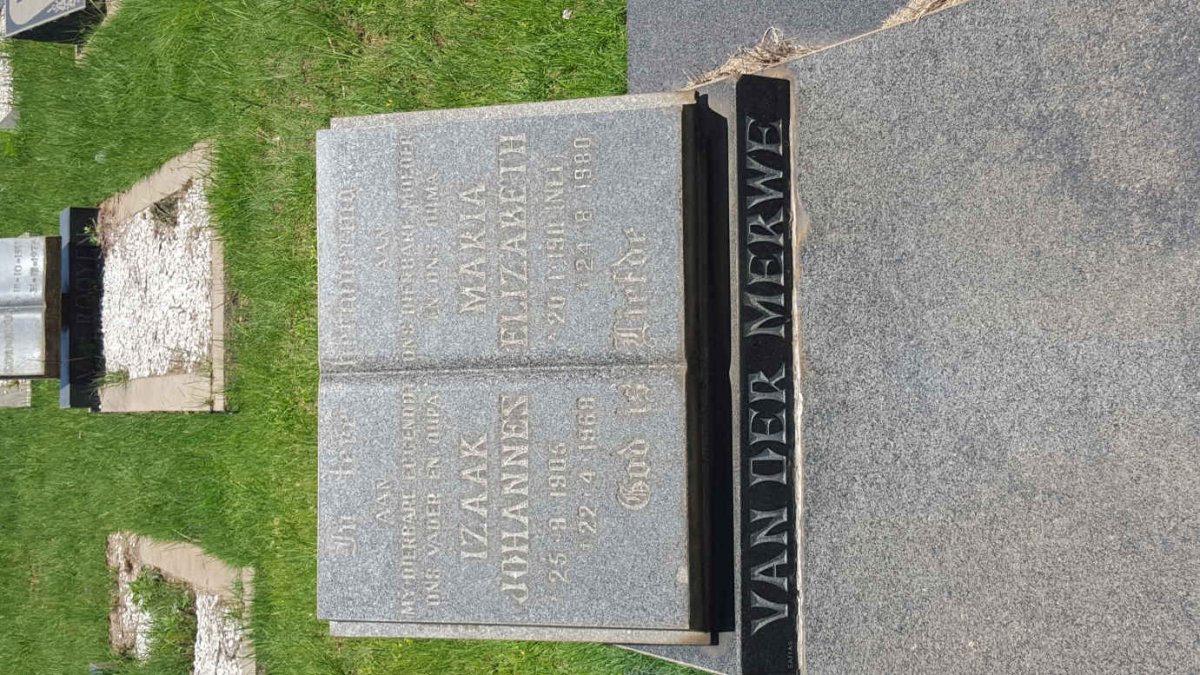 MERWE Izaak Johannes, van der 1905-1968 &amp; Maria Elizabeth NEL 1911-1980
