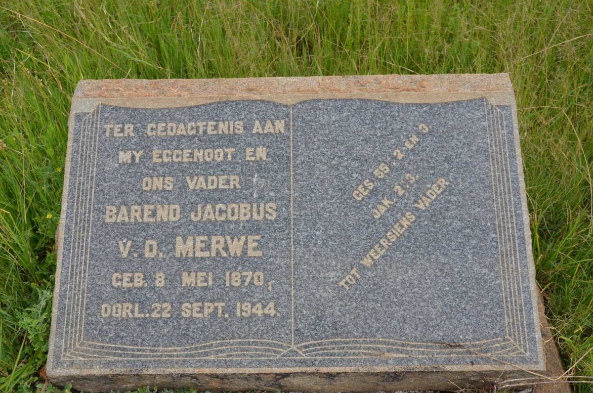 MERWE Barend Jacobus, v.d. 1870-1944