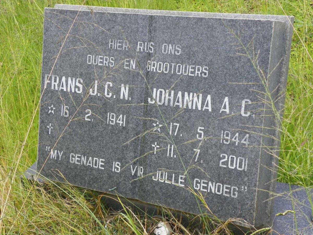 MERWE Frans J.C.N., van der 1941- &amp; Johanna A.C. 1944-2001