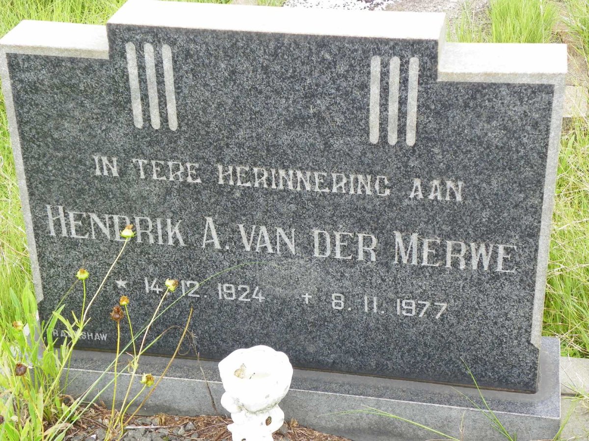 MERWE Hendrik A., van der 1924-1977